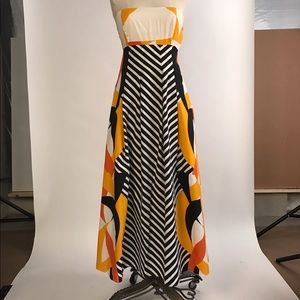 Colorful, strapless dress